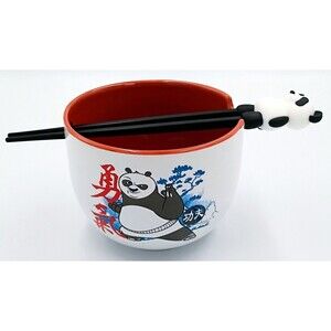 KUNG FU PANDA Ramen Noodle Soup Bowl Ceramic Mug & Chopsticks w/ Holder NEW*